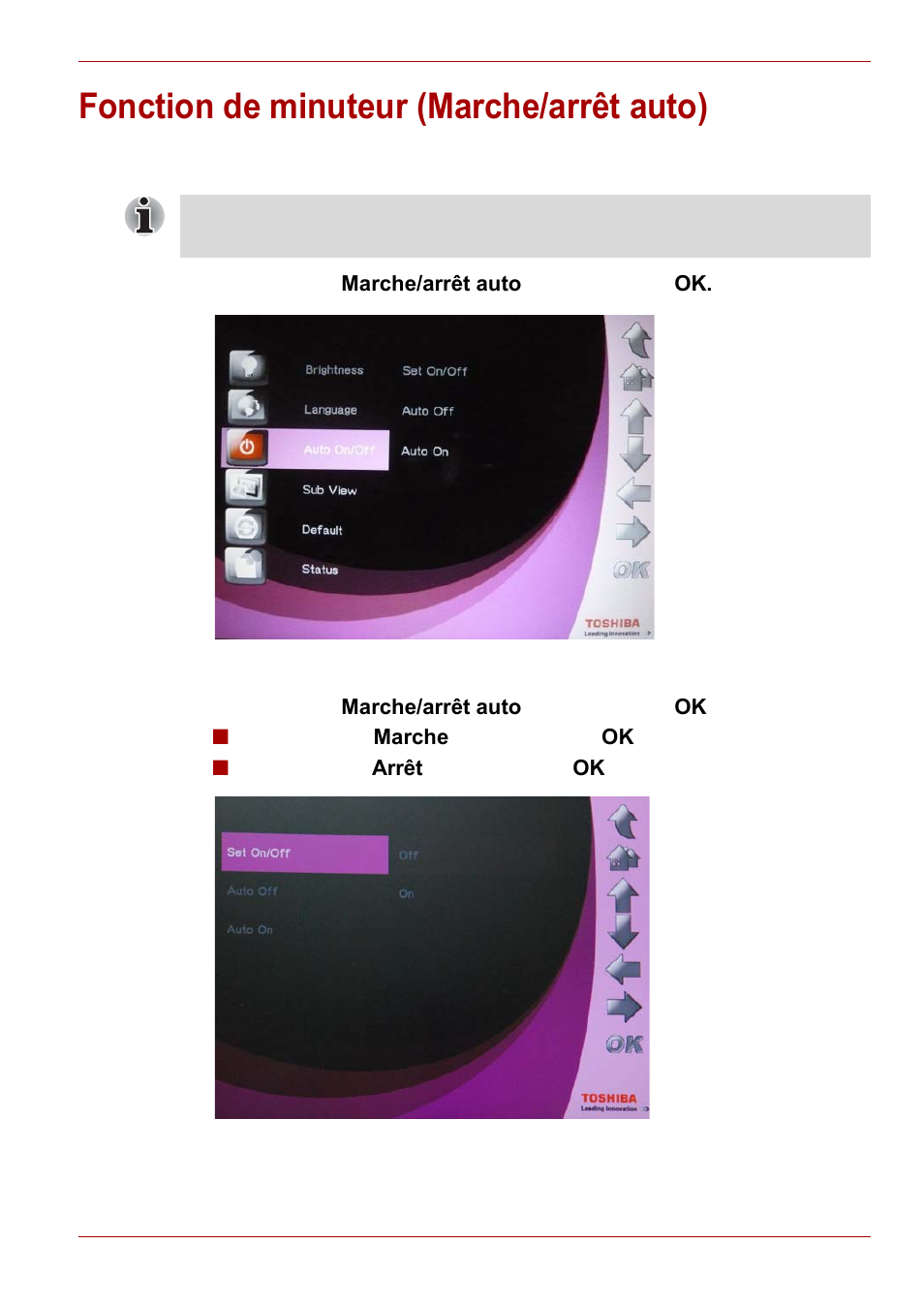 Fonction de minuteur (marche/arrêt auto) | Toshiba Gigaframe L80-81 User Manual | Page 279 / 870