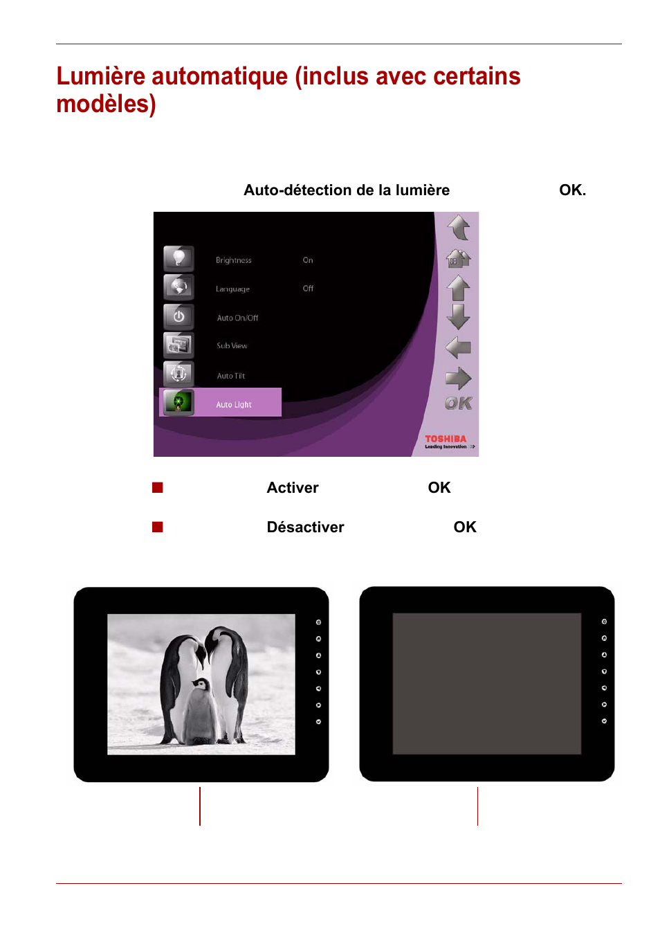 Lumière automatique (inclus avec certains modèles) | Toshiba Gigaframe L80-81 User Manual | Page 283 / 870