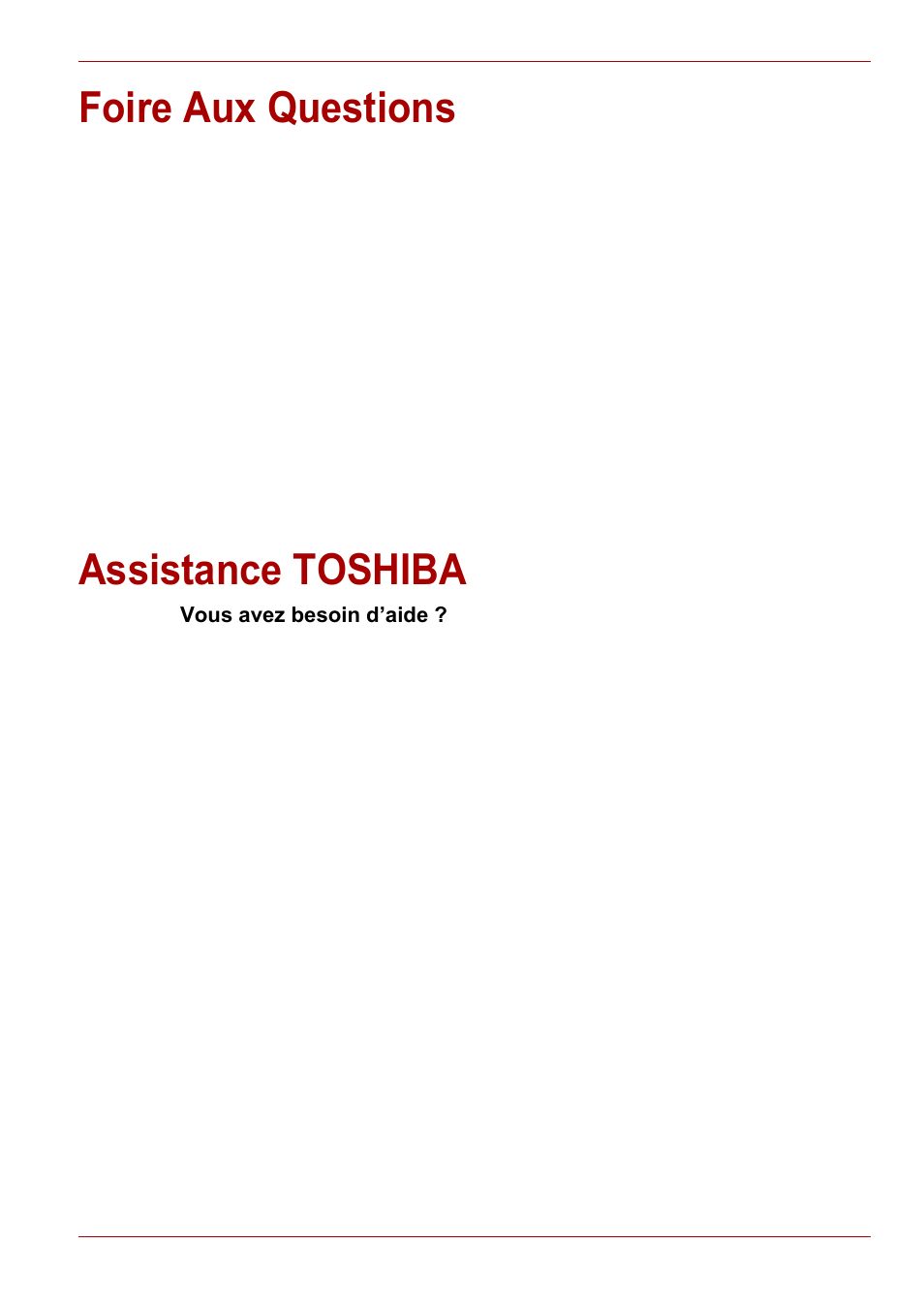 Foire aux questions, Assistance toshiba, Foire aux questions assistance toshiba | Toshiba Gigaframe L80-81 User Manual | Page 285 / 870