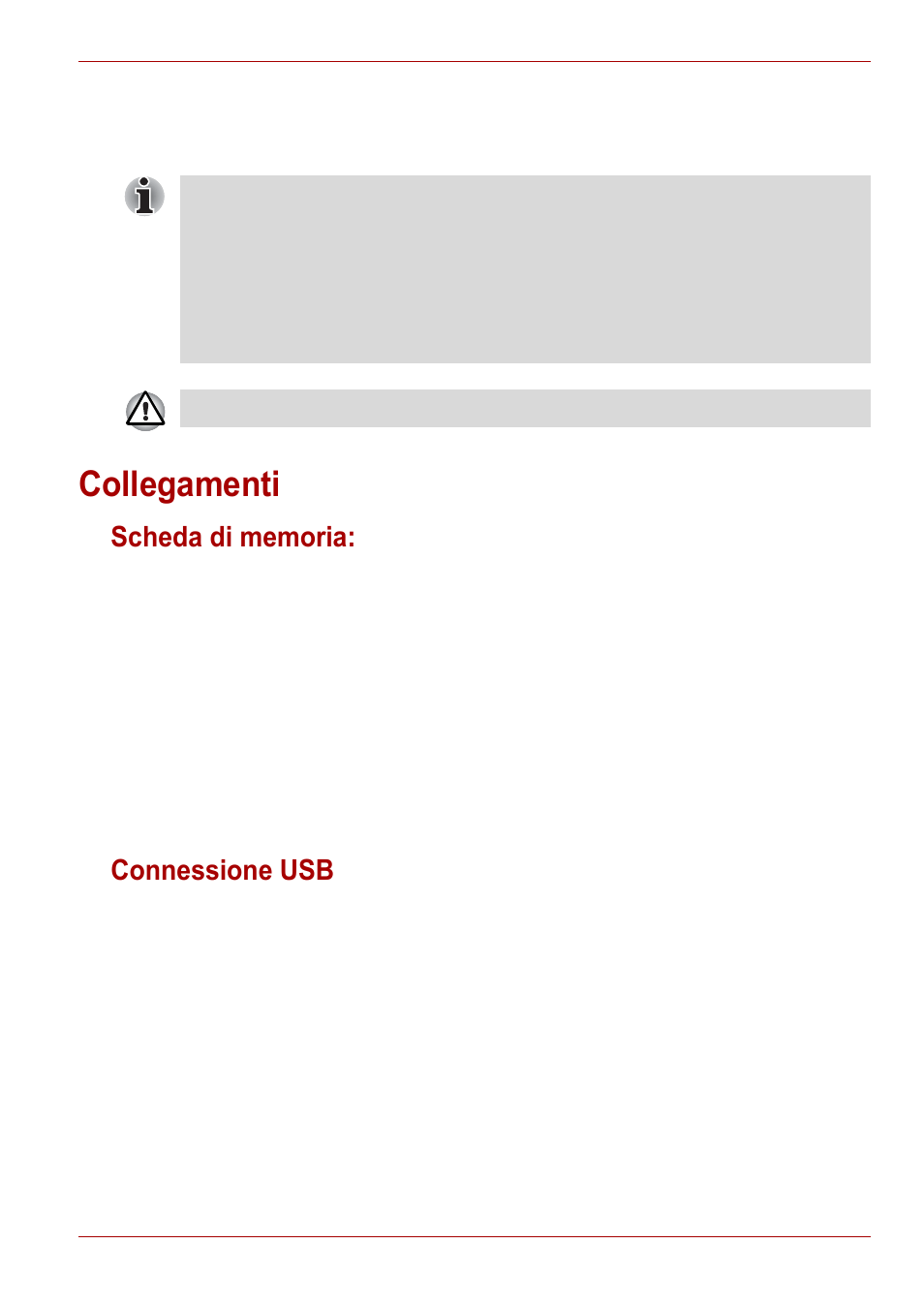 Collegamenti, Scheda di memoria, Connessione usb | Scheda di memoria: connessione usb | Toshiba Gigaframe L80-81 User Manual | Page 297 / 870