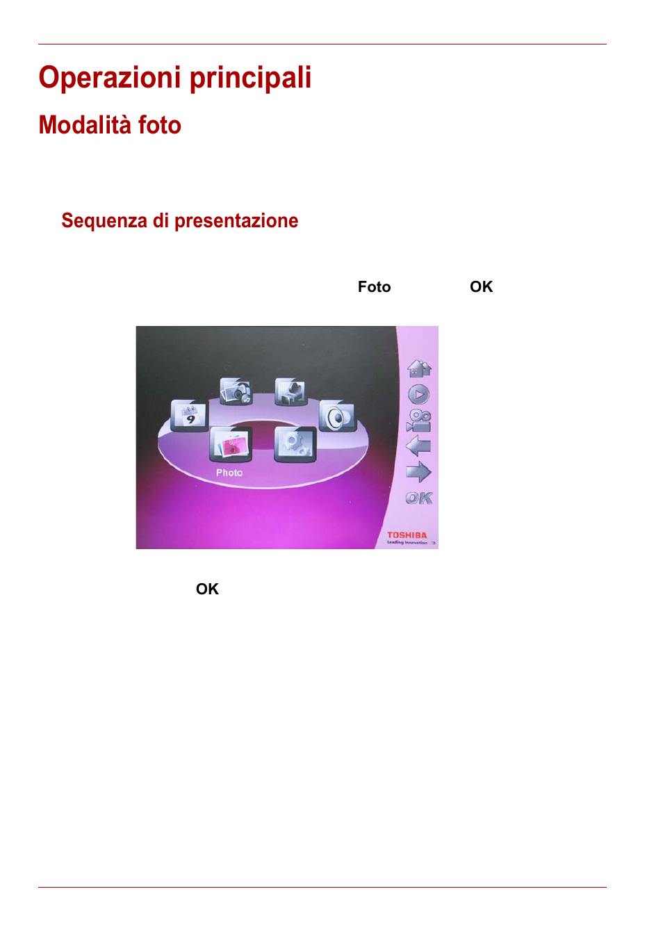 Operazioni principali, Modalità foto, Sequenza di presentazione | Toshiba Gigaframe L80-81 User Manual | Page 298 / 870