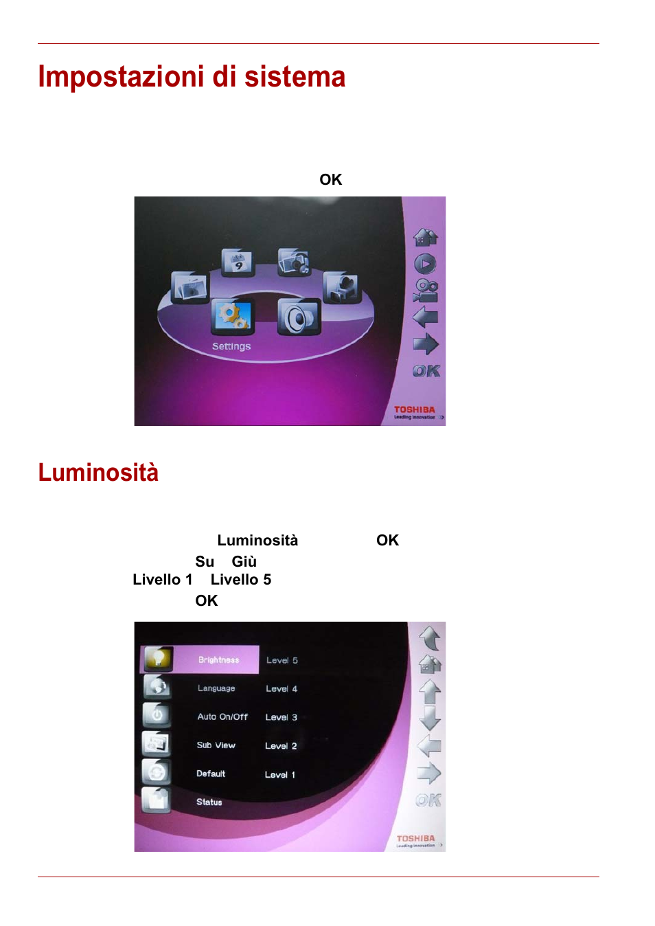 Impostazioni di sistema, Luminosità | Toshiba Gigaframe L80-81 User Manual | Page 326 / 870