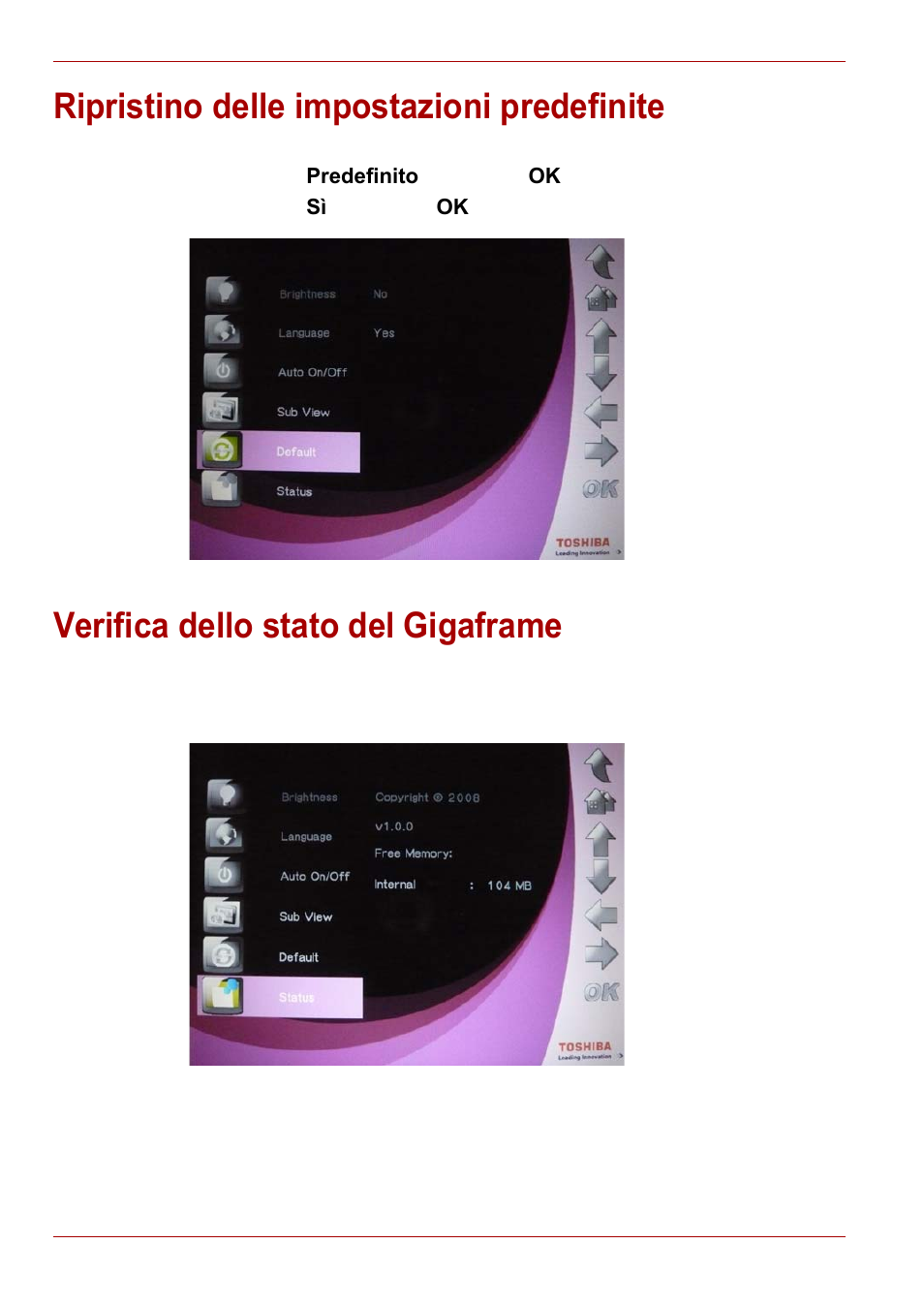 Ripristino delle impostazioni predefinite, Verifica dello stato del gigaframe | Toshiba Gigaframe L80-81 User Manual | Page 330 / 870