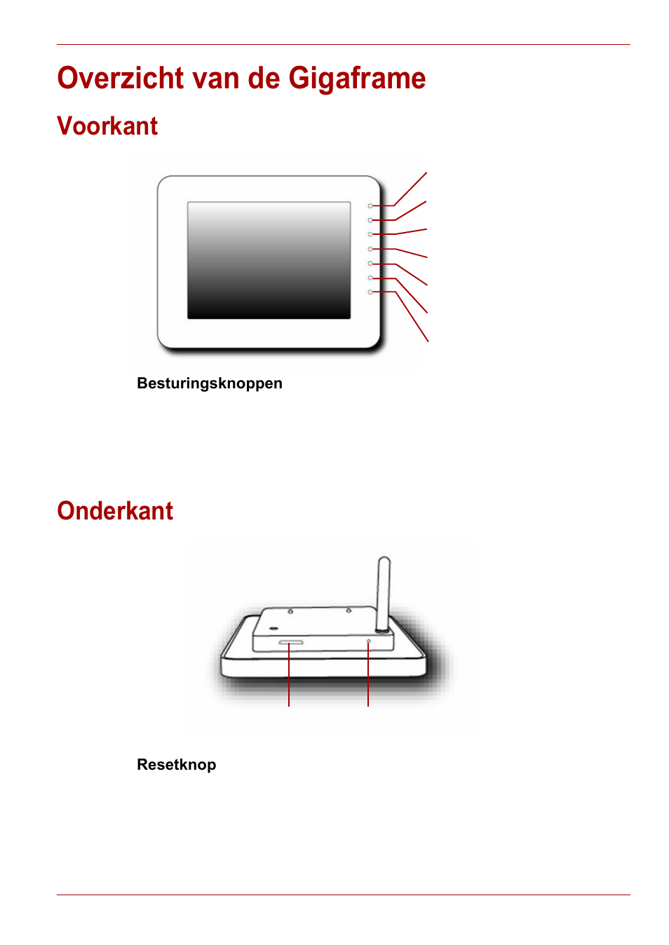 Overzicht van de gigaframe, Voorkant, Onderkant | Voorkant onderkant | Toshiba Gigaframe L80-81 User Manual | Page 343 / 870