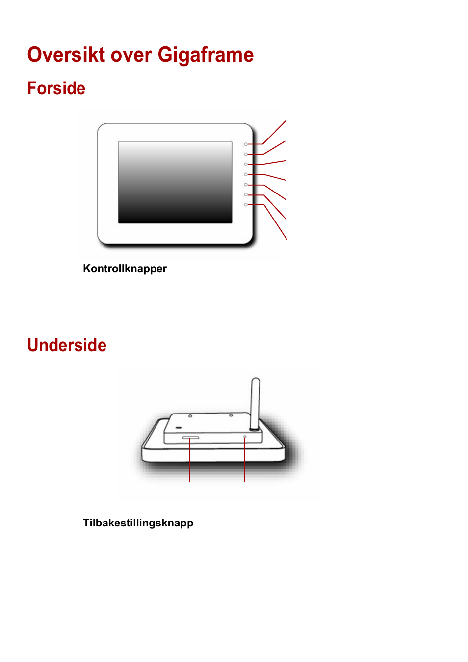 Oversikt over gigaframe, Forside, Underside | Forside underside | Toshiba Gigaframe L80-81 User Manual | Page 392 / 870