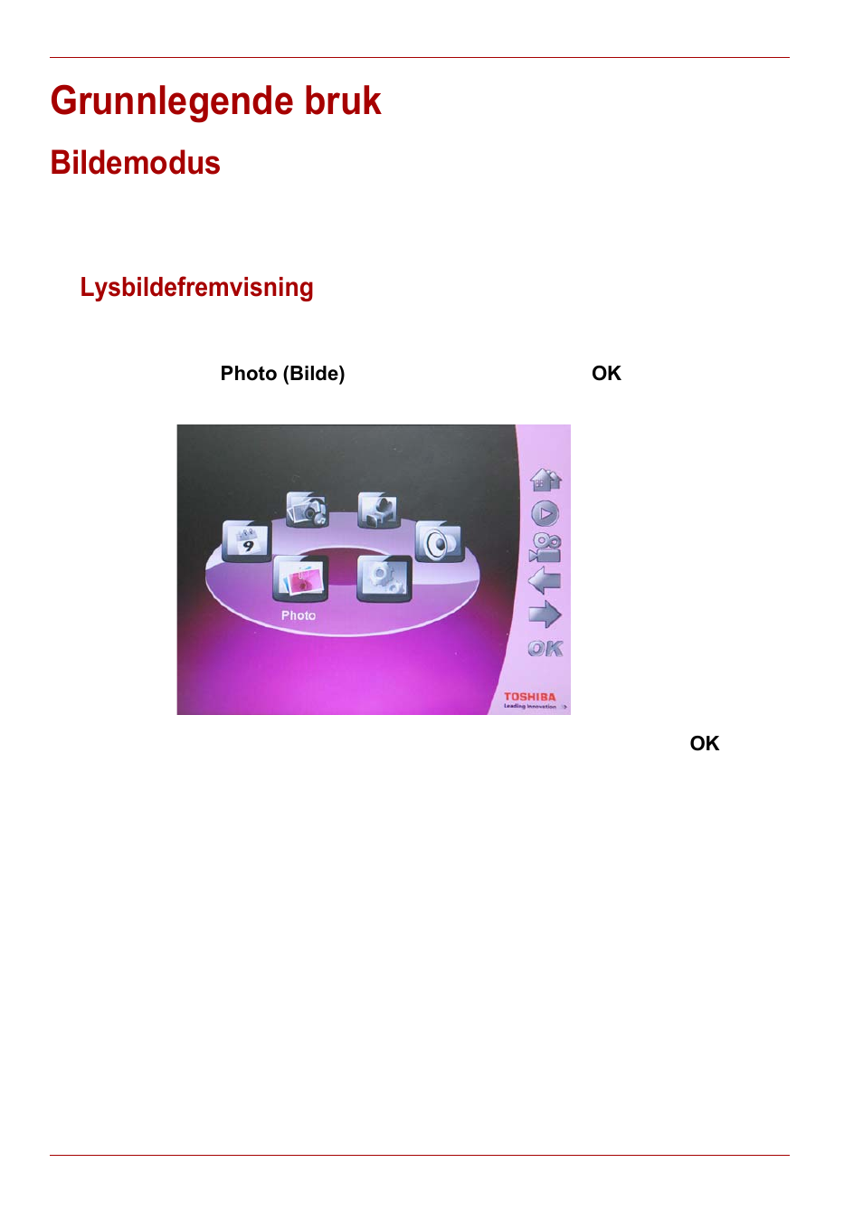 Grunnlegende bruk, Bildemodus, Lysbildefremvisning | Toshiba Gigaframe L80-81 User Manual | Page 396 / 870