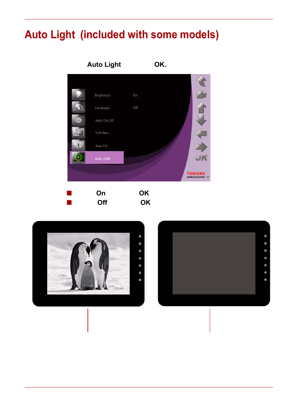 Auto light (included with some models), Auto light | Toshiba Gigaframe L80-81 User Manual | Page 43 / 870