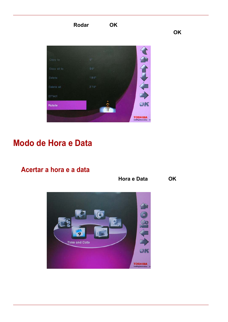 Modo de hora e data, Acertar a hora e a data | Toshiba Gigaframe L80-81 User Manual | Page 450 / 870