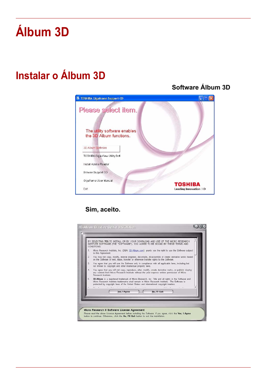 Álbum 3d, Instalar o álbum 3d | Toshiba Gigaframe L80-81 User Manual | Page 466 / 870