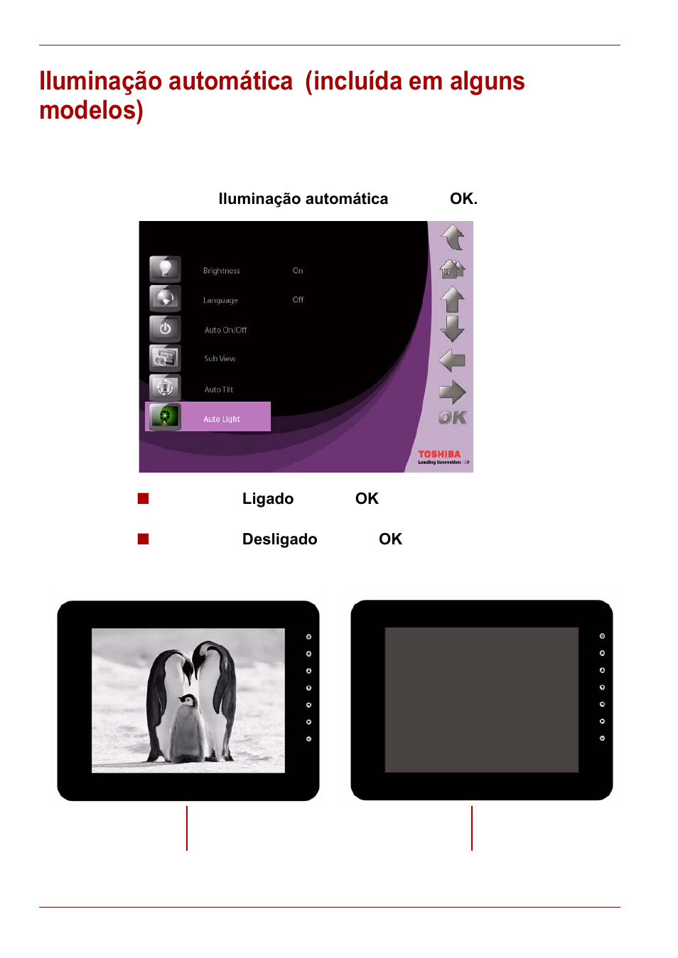 Iluminação automática (incluída em alguns modelos), Iluminação automática | Toshiba Gigaframe L80-81 User Manual | Page 476 / 870
