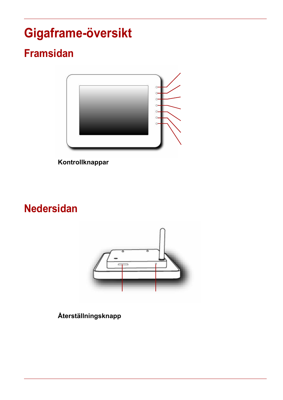 Gigaframe-översikt, Framsidan, Nedersidan | Framsidan nedersidan | Toshiba Gigaframe L80-81 User Manual | Page 487 / 870