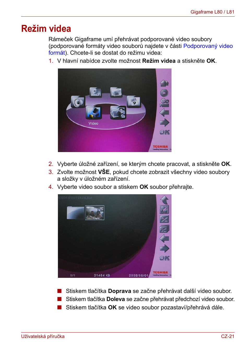 Režim videa | Toshiba Gigaframe L80-81 User Manual | Page 549 / 870