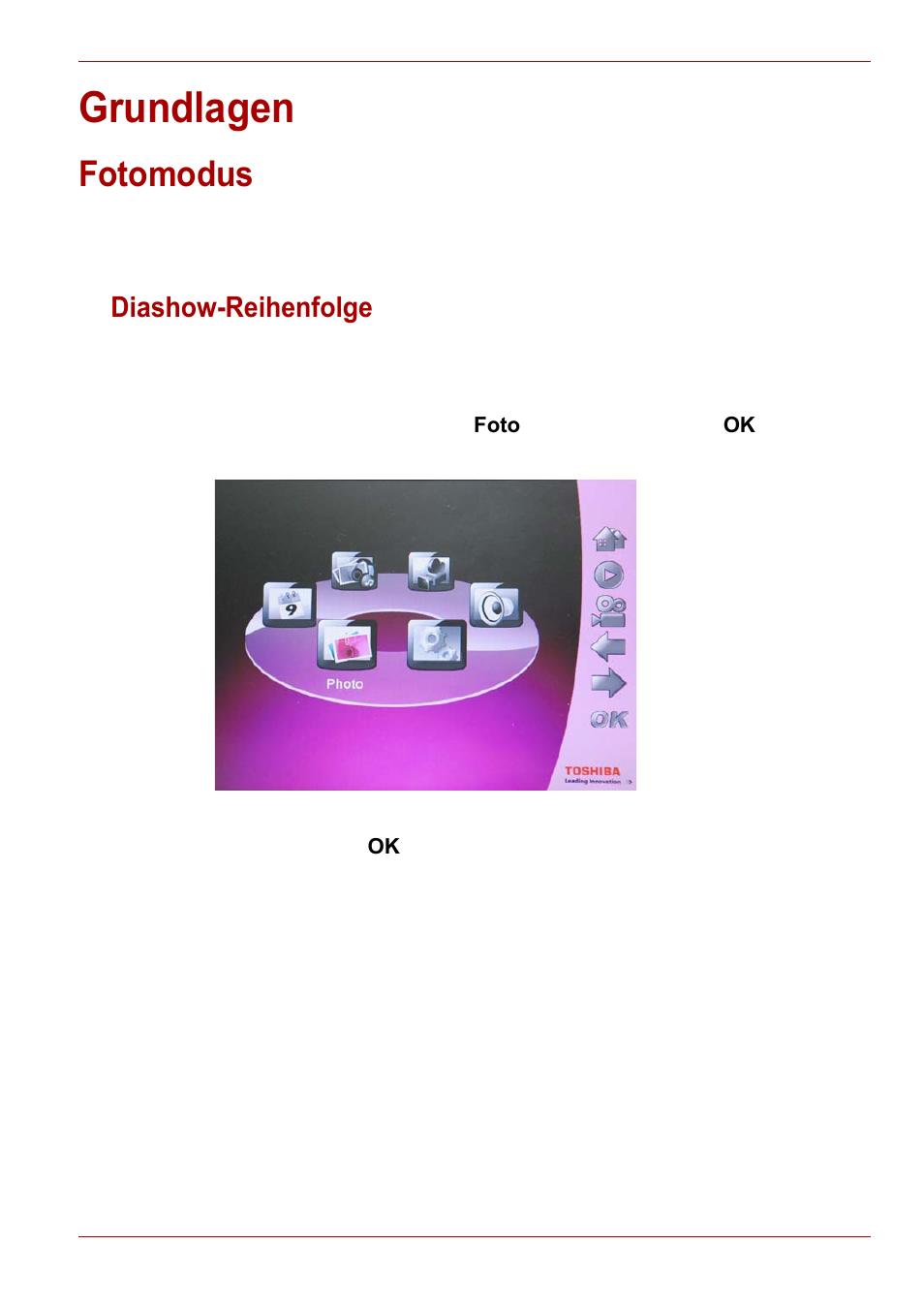 Grundlagen, Fotomodus, Diashow-reihenfolge | Toshiba Gigaframe L80-81 User Manual | Page 57 / 870