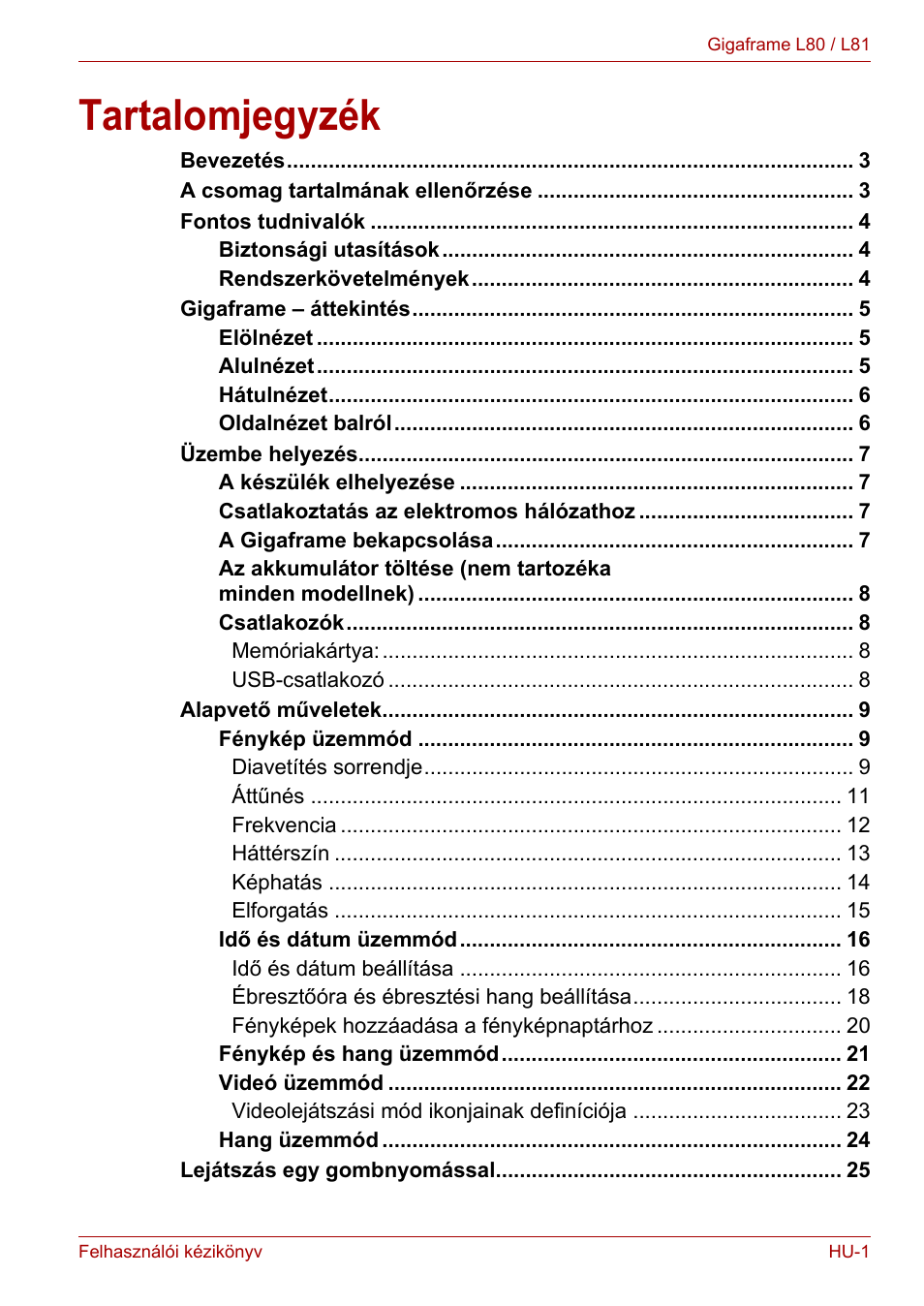 Felhasználói kézikönyv, Tartalomjegyzék | Toshiba Gigaframe L80-81 User Manual | Page 627 / 870