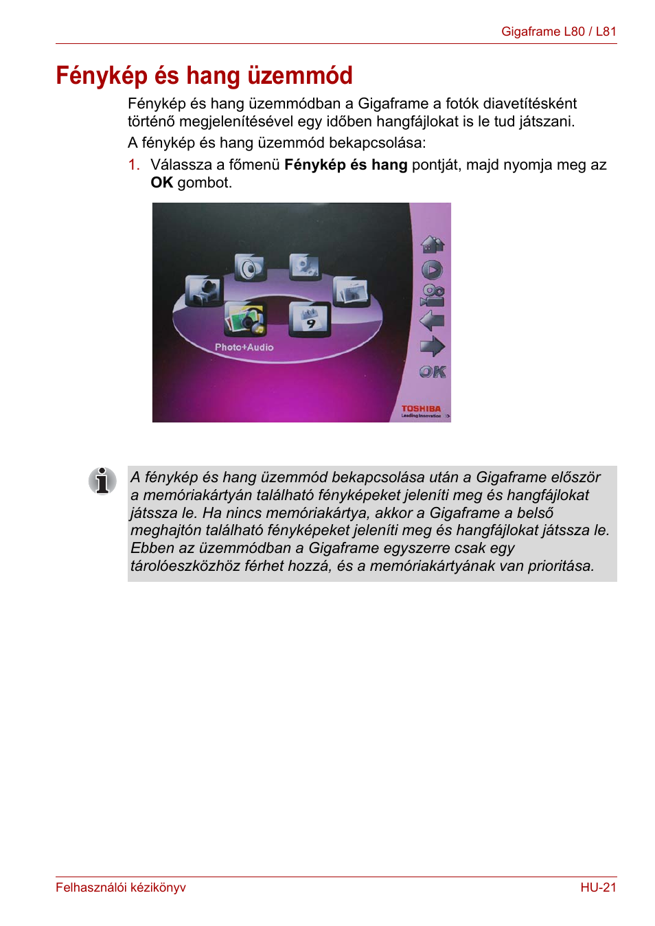 Fénykép és hang üzemmód | Toshiba Gigaframe L80-81 User Manual | Page 647 / 870