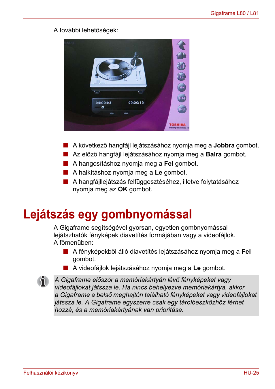 Lejátszás egy gombnyomással | Toshiba Gigaframe L80-81 User Manual | Page 651 / 870