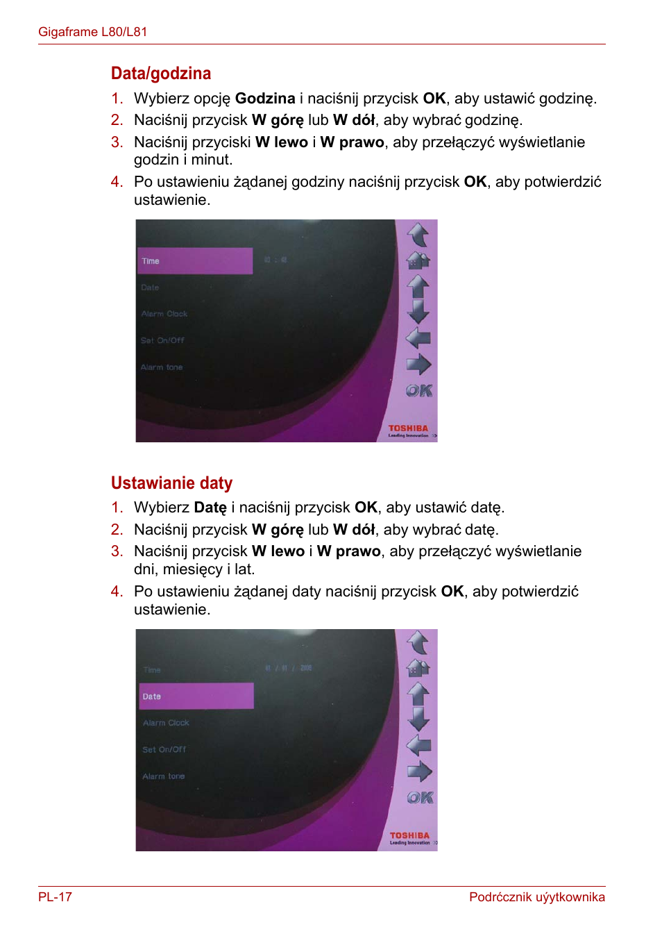 Data/godzina, Ustawianie daty | Toshiba Gigaframe L80-81 User Manual | Page 692 / 870