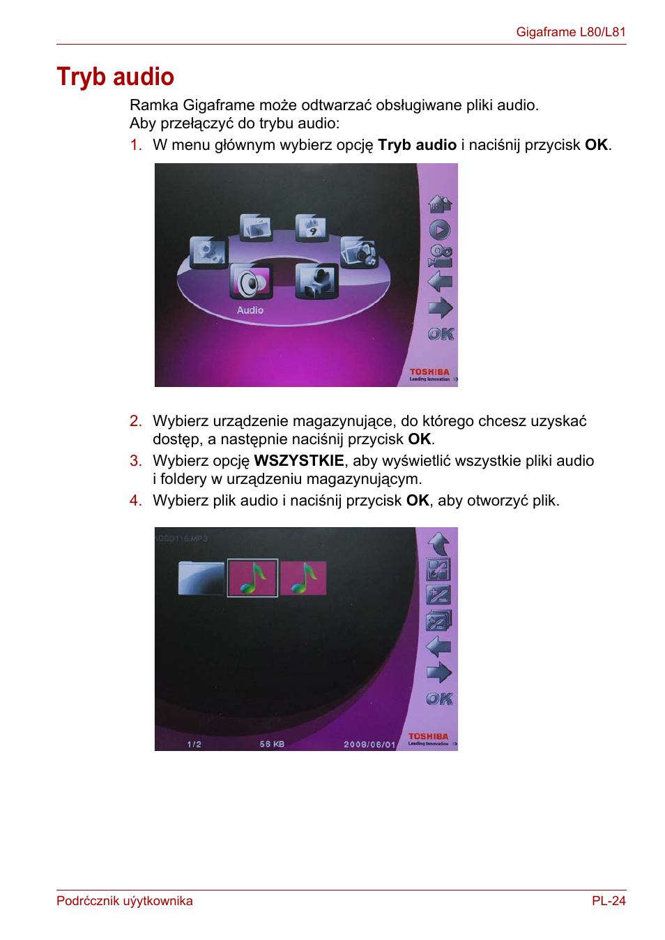 Tryb audio | Toshiba Gigaframe L80-81 User Manual | Page 699 / 870