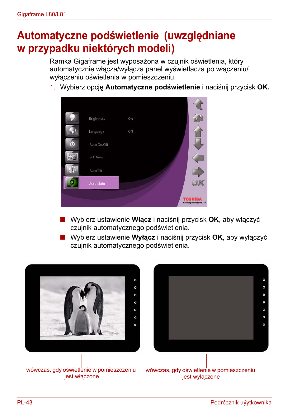 Automatyczne podświetlenie | Toshiba Gigaframe L80-81 User Manual | Page 718 / 870