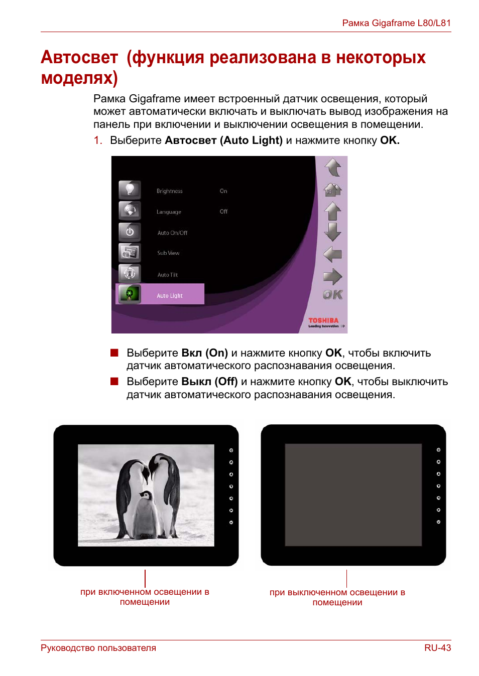 Автосвет (функция реализована в некоторых моделях), Автосвет | Toshiba Gigaframe L80-81 User Manual | Page 767 / 870