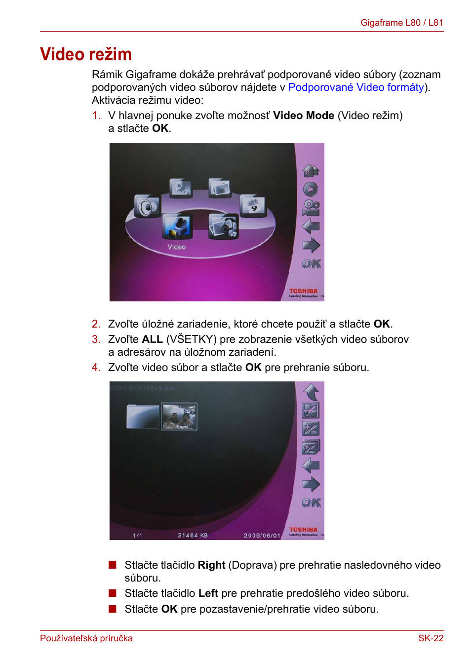 Video režim | Toshiba Gigaframe L80-81 User Manual | Page 795 / 870