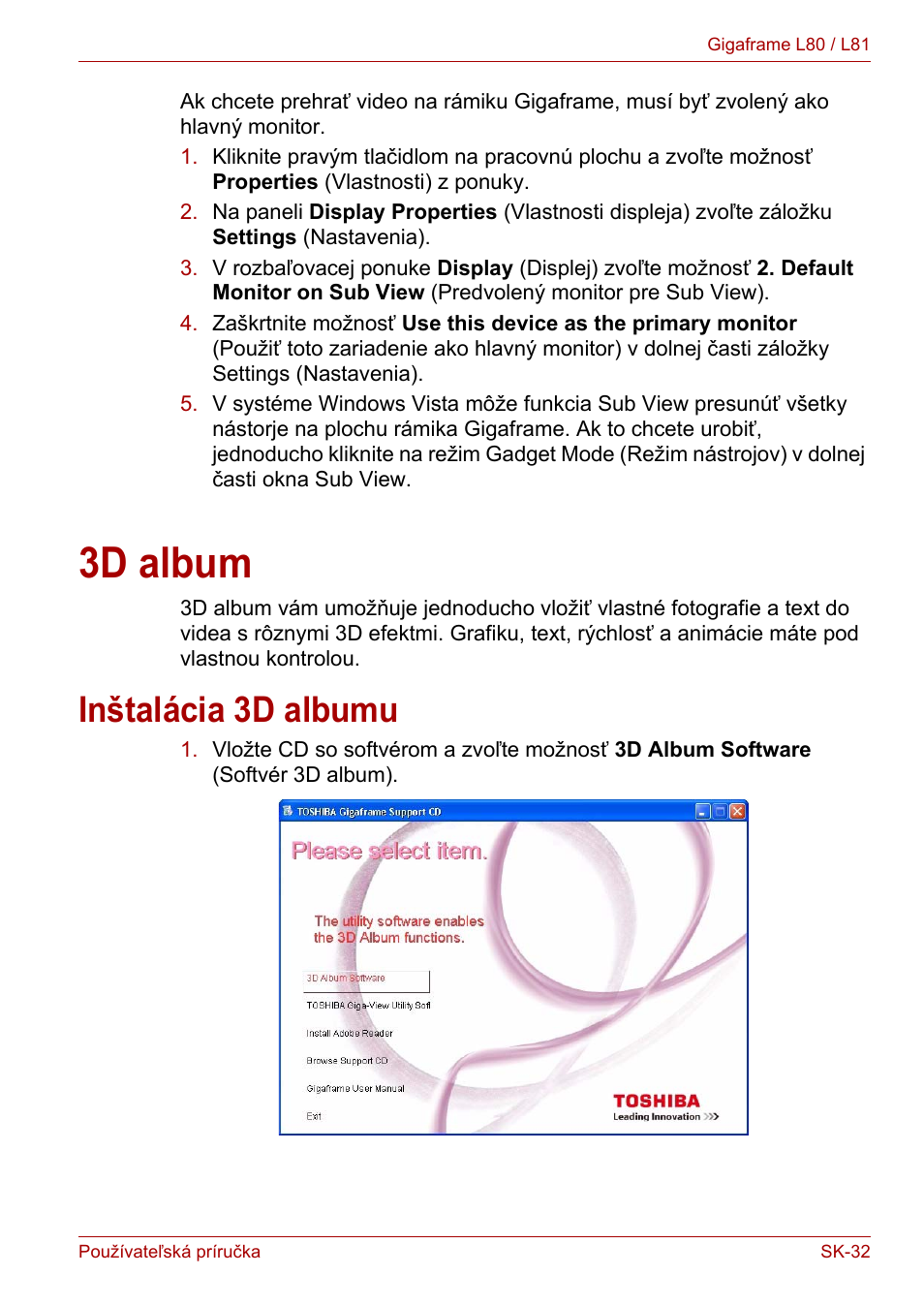 3d album, Inštalácia 3d albumu | Toshiba Gigaframe L80-81 User Manual | Page 805 / 870