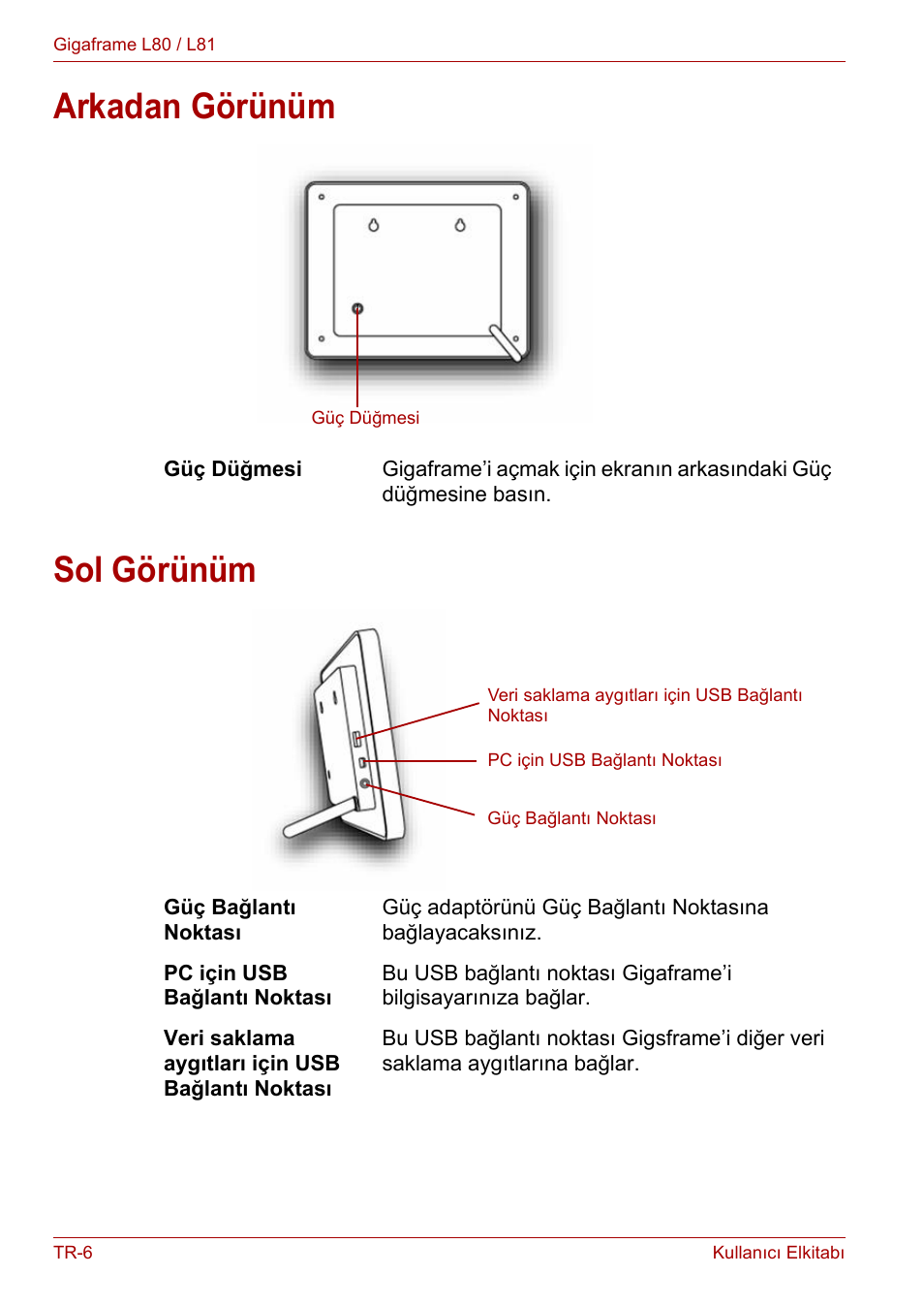 Arkadan görünüm, Sol görünüm, Arkadan görünüm sol görünüm | Toshiba Gigaframe L80-81 User Manual | Page 828 / 870