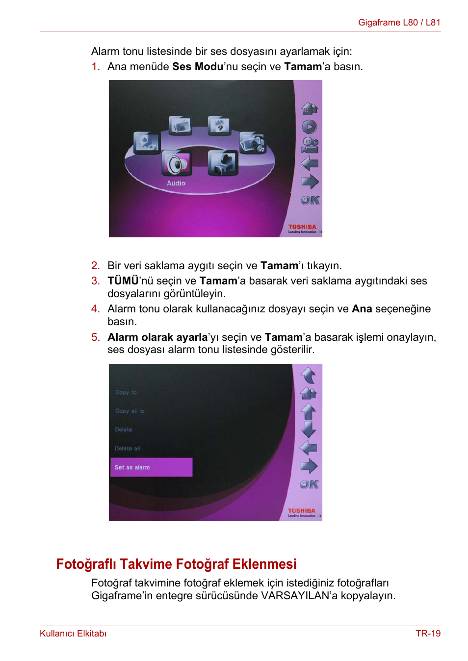 Fotoğraflı takvime fotoğraf eklenmesi | Toshiba Gigaframe L80-81 User Manual | Page 841 / 870