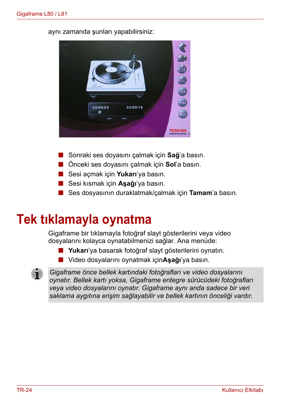 Tek tıklamayla oynatma | Toshiba Gigaframe L80-81 User Manual | Page 846 / 870