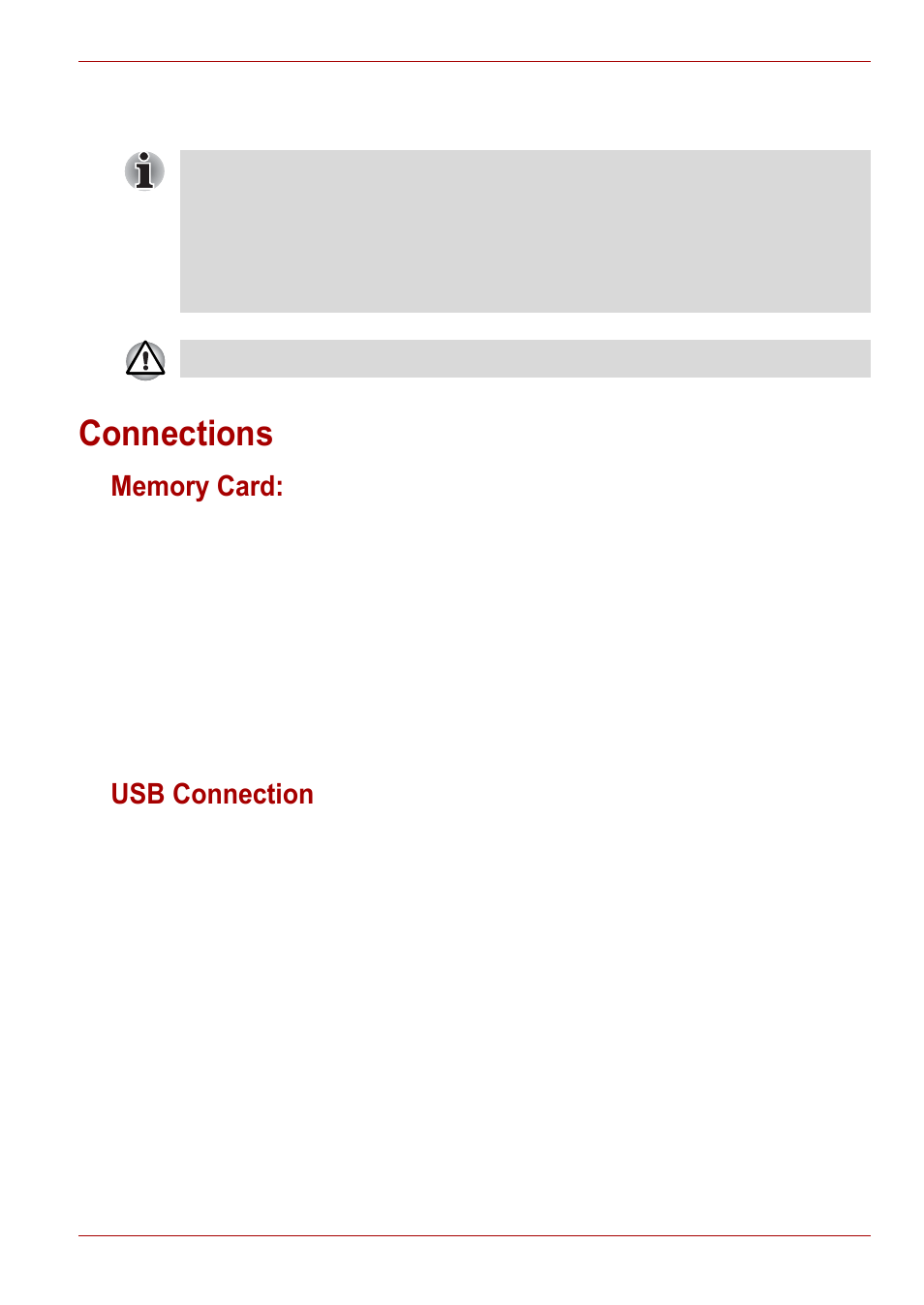 Connections, Memory card, Usb connection | Memory card: usb connection | Toshiba Gigaframe L80-81 User Manual | Page 9 / 870