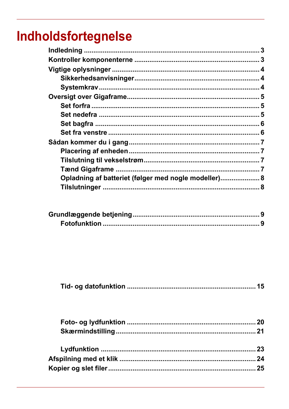 Brugerhåndbog, Indholdsfortegnelse | Toshiba Gigaframe L80-81 User Manual | Page 98 / 870