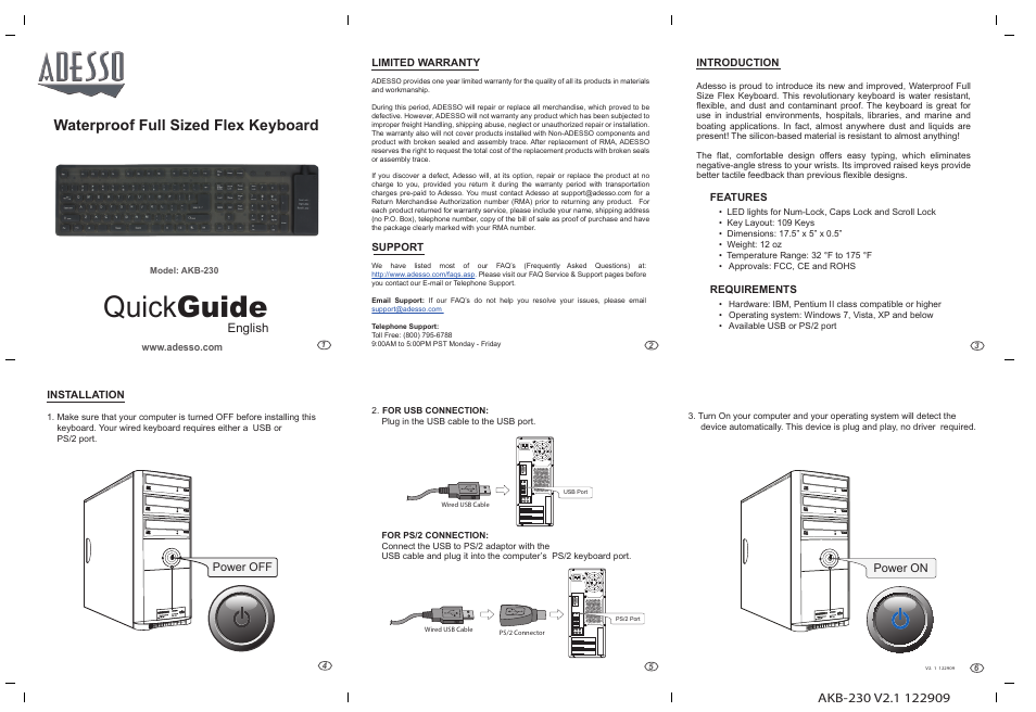 Adesso AKB-230 User Manual | 1 page