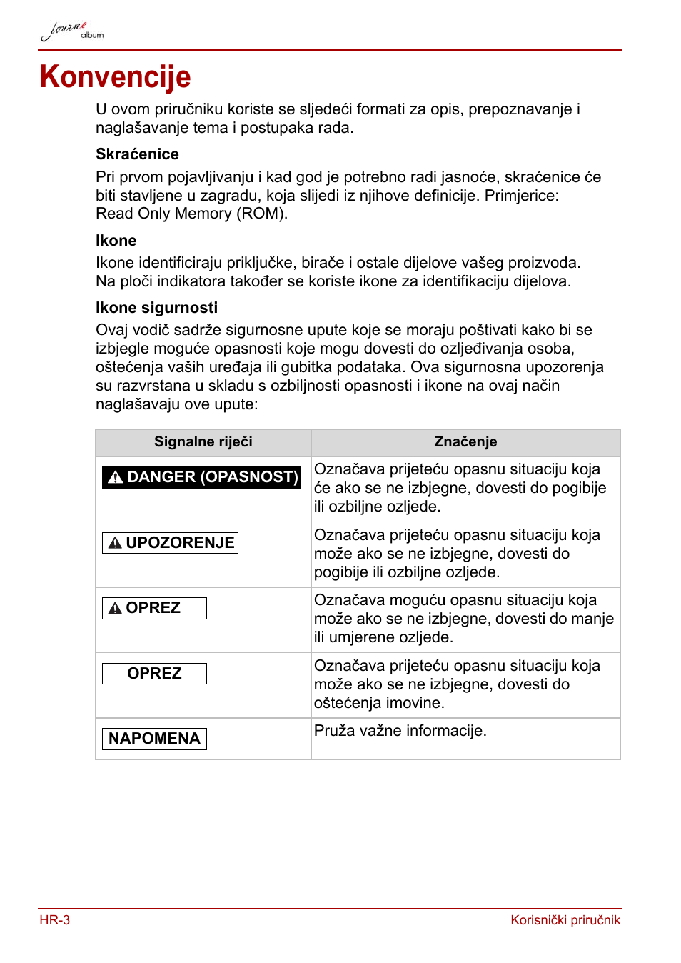 Konvencije | Toshiba JournE album User Manual | Page 132 / 420
