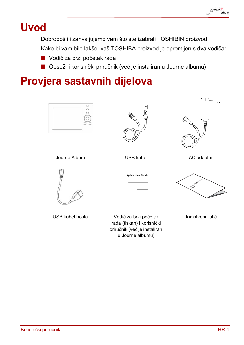 Uvod, Provjera sastavnih dijelova, Uvod provjera sastavnih dijelova | Toshiba JournE album User Manual | Page 133 / 420