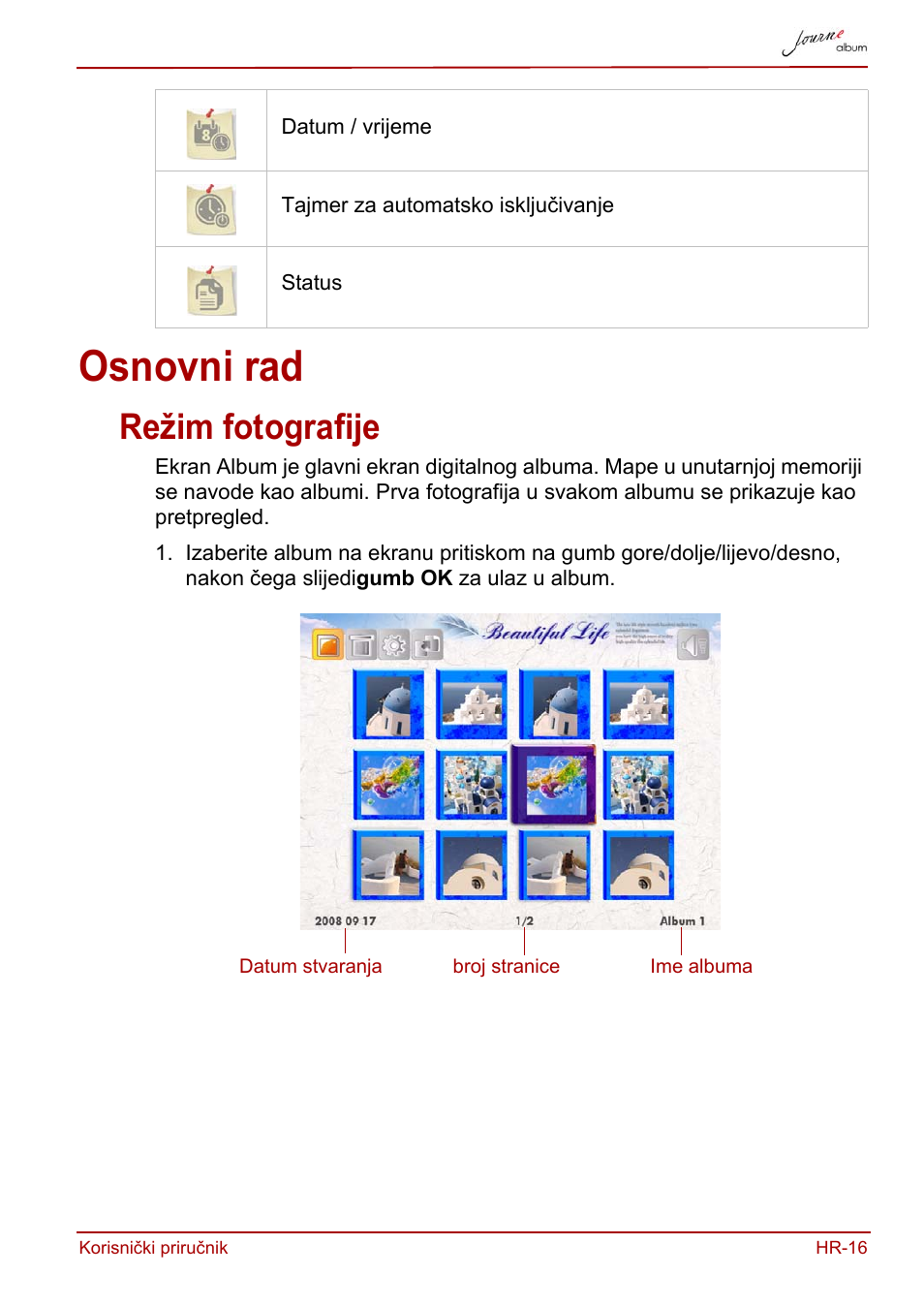 Osnovni rad, Režim fotografije | Toshiba JournE album User Manual | Page 145 / 420