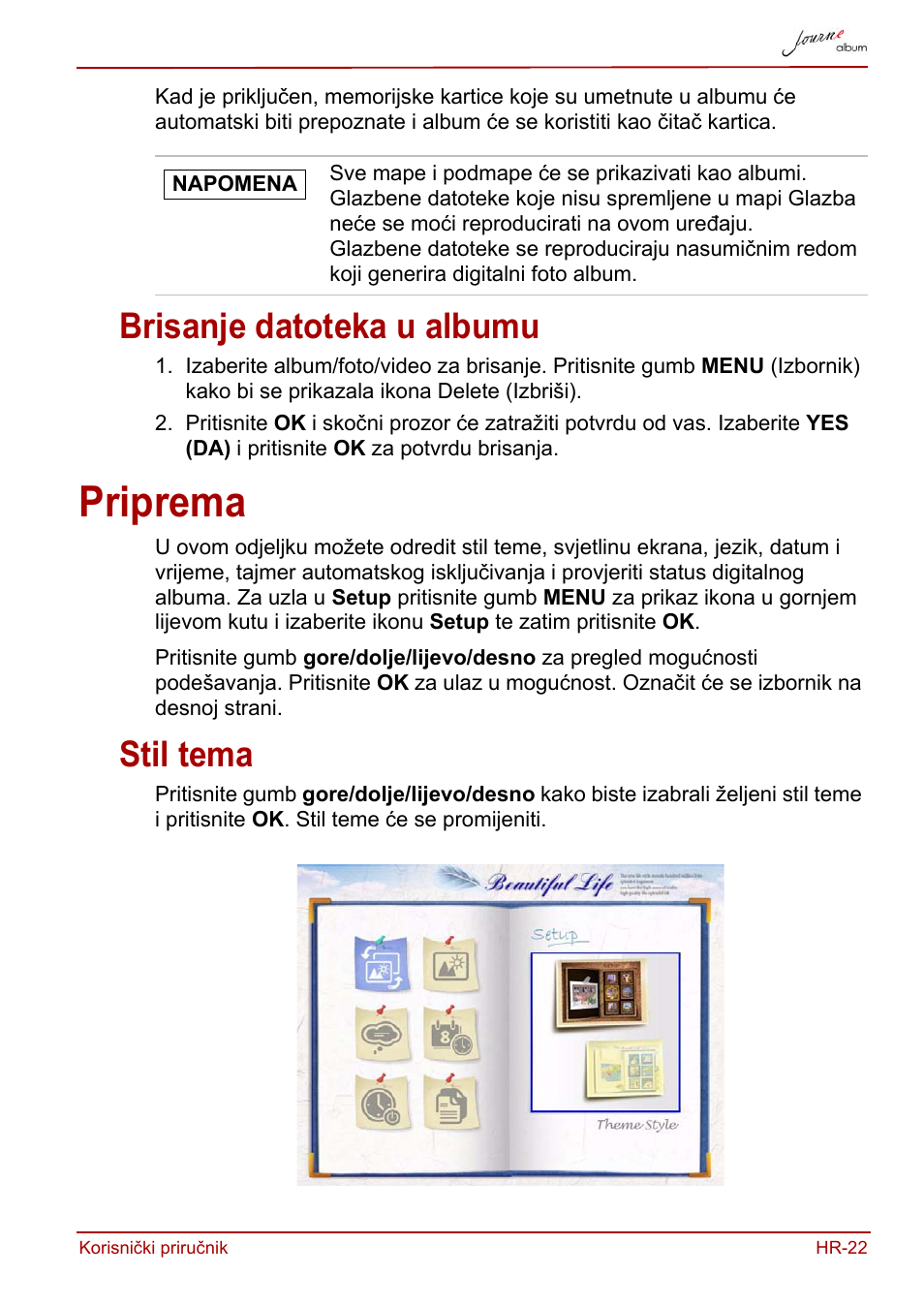 Brisanje datoteka u albumu, Priprema, Stil tema | Toshiba JournE album User Manual | Page 151 / 420