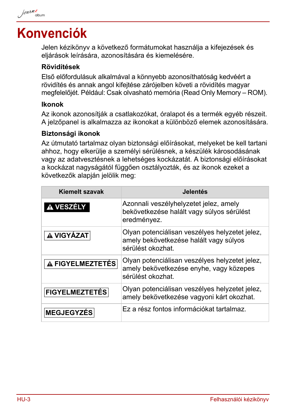 Konvenciók | Toshiba JournE album User Manual | Page 164 / 420