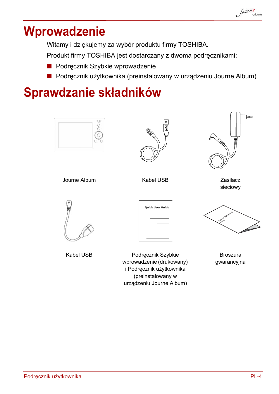 Wprowadzenie, Sprawdzanie składników, Wprowadzenie sprawdzanie składników | Toshiba JournE album User Manual | Page 197 / 420