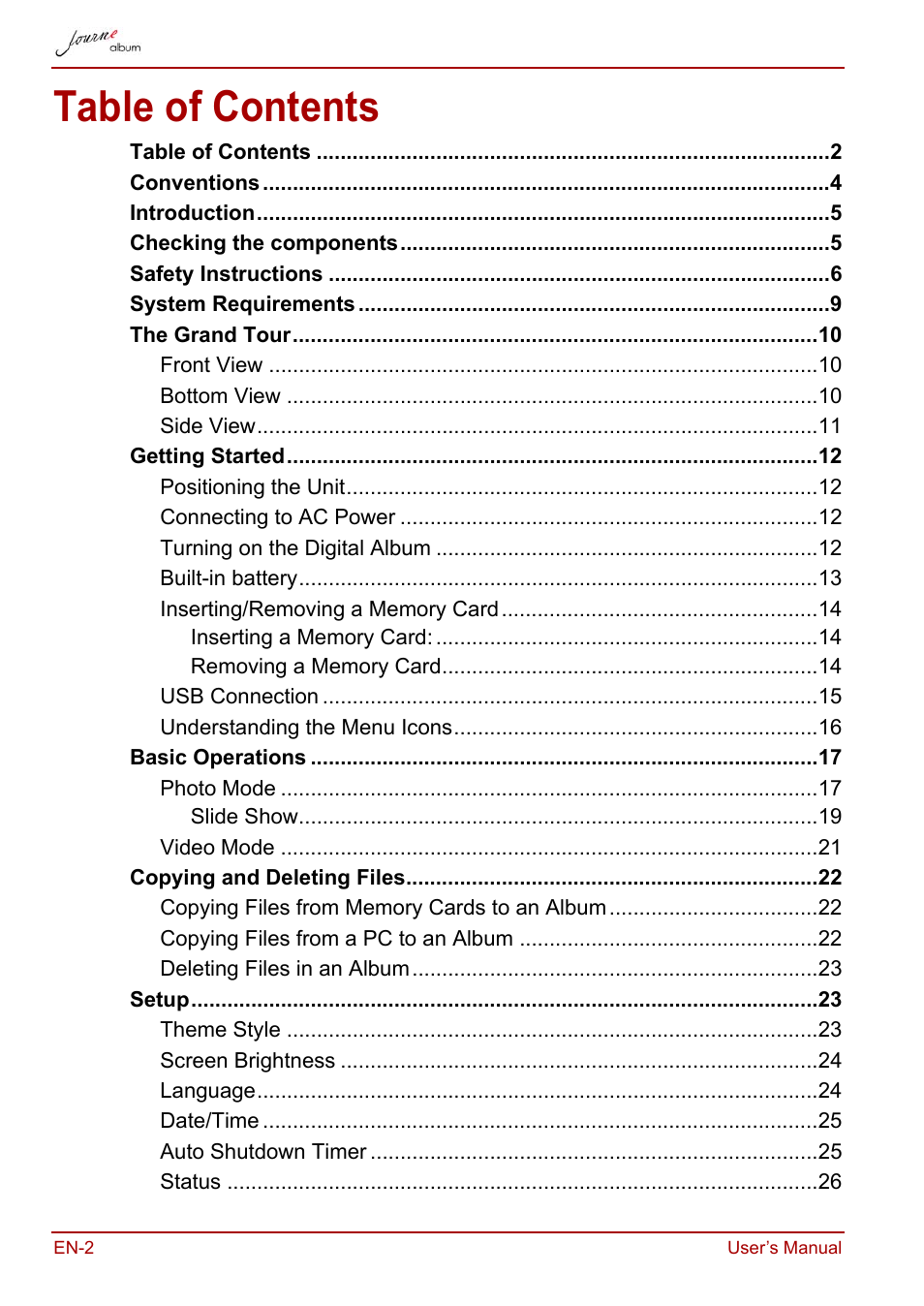 Toshiba JournE album User Manual | Page 2 / 420