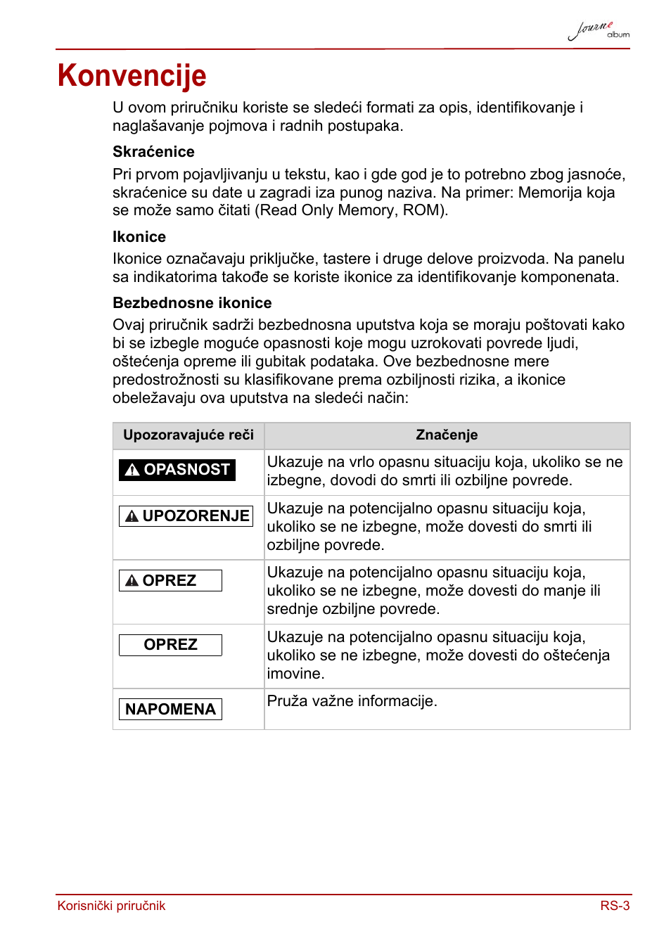 Konvencije | Toshiba JournE album User Manual | Page 229 / 420