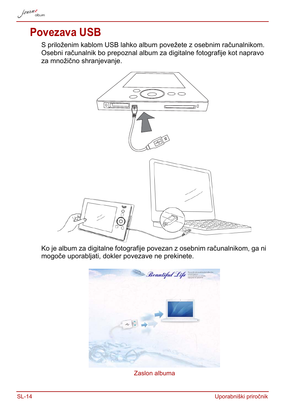 Povezava usb | Toshiba JournE album User Manual | Page 338 / 420