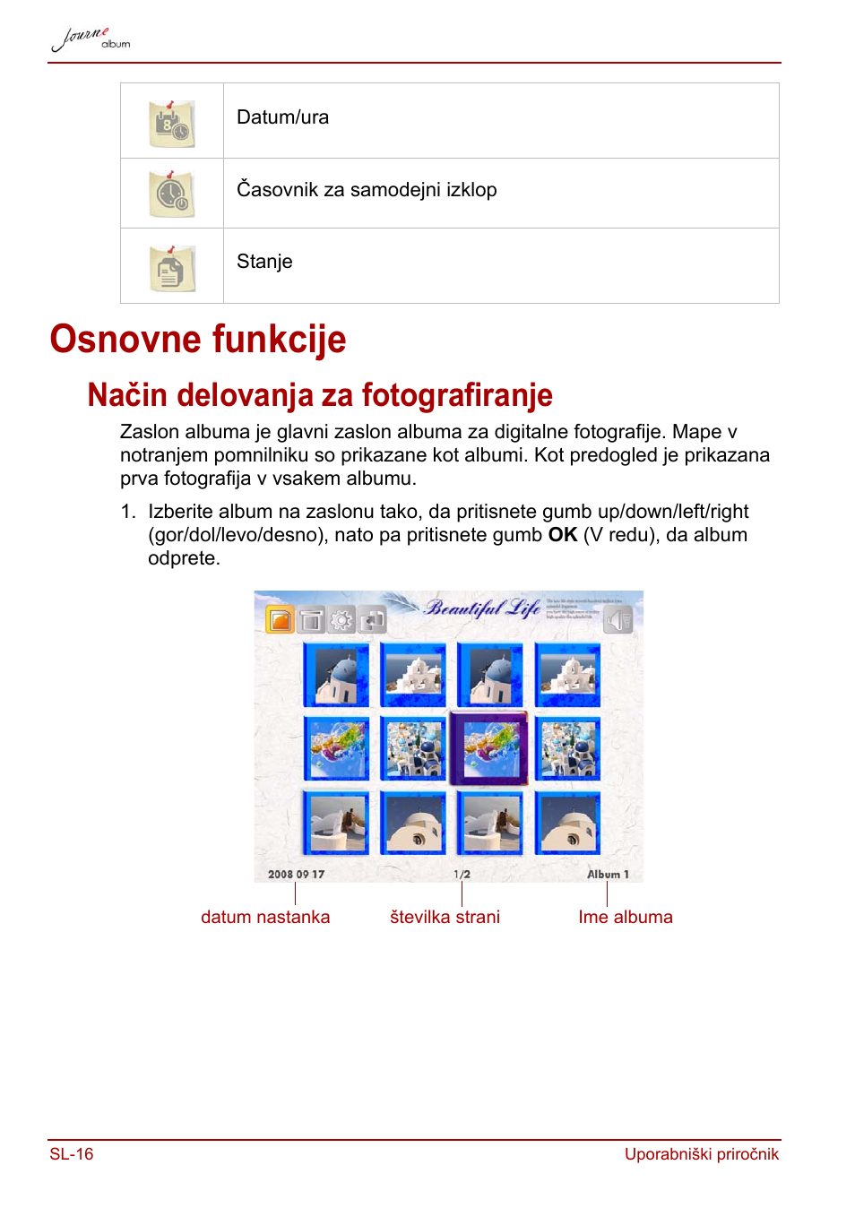 Osnovne funkcije, Način delovanja za fotografiranje | Toshiba JournE album User Manual | Page 340 / 420