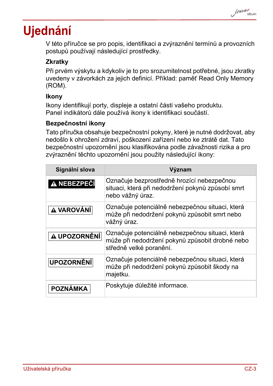 Ujednání | Toshiba JournE album User Manual | Page 35 / 420