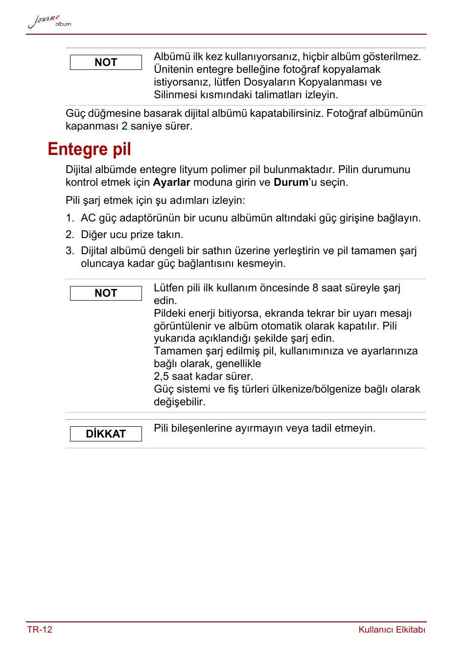 Entegre pil | Toshiba JournE album User Manual | Page 368 / 420