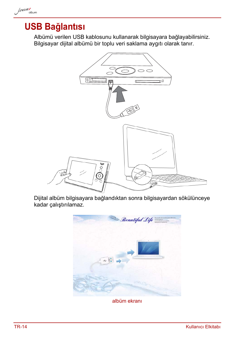 Usb bağlantısı | Toshiba JournE album User Manual | Page 370 / 420