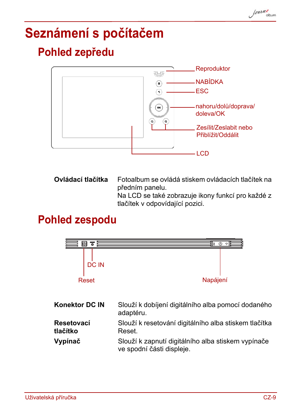 Seznámení s počítačem, Pohled zepředu, Pohled zespodu | Pohled zepředu pohled zespodu | Toshiba JournE album User Manual | Page 41 / 420