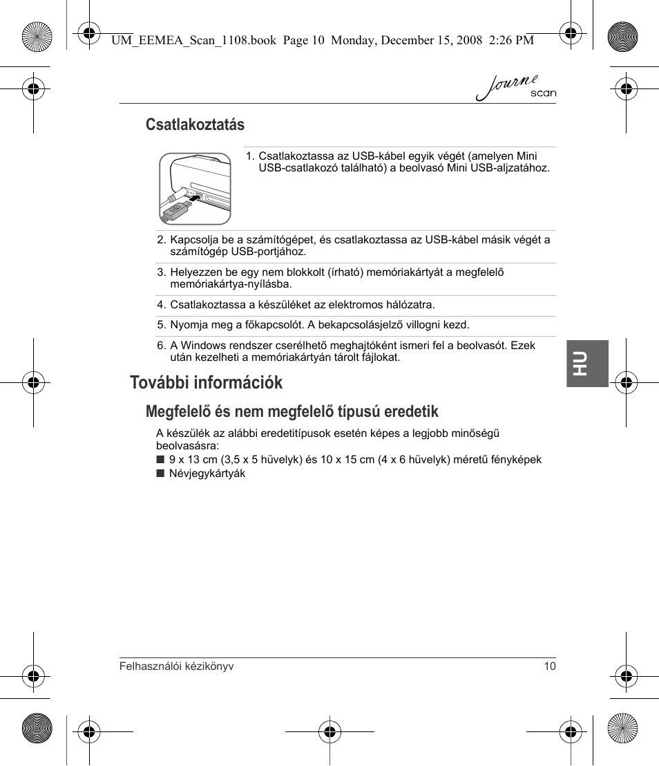 További információk, Csatlakoztatás, Megfelelő és nem megfelelő típusú eredetik | Toshiba JournE Scan User Manual | Page 101 / 236