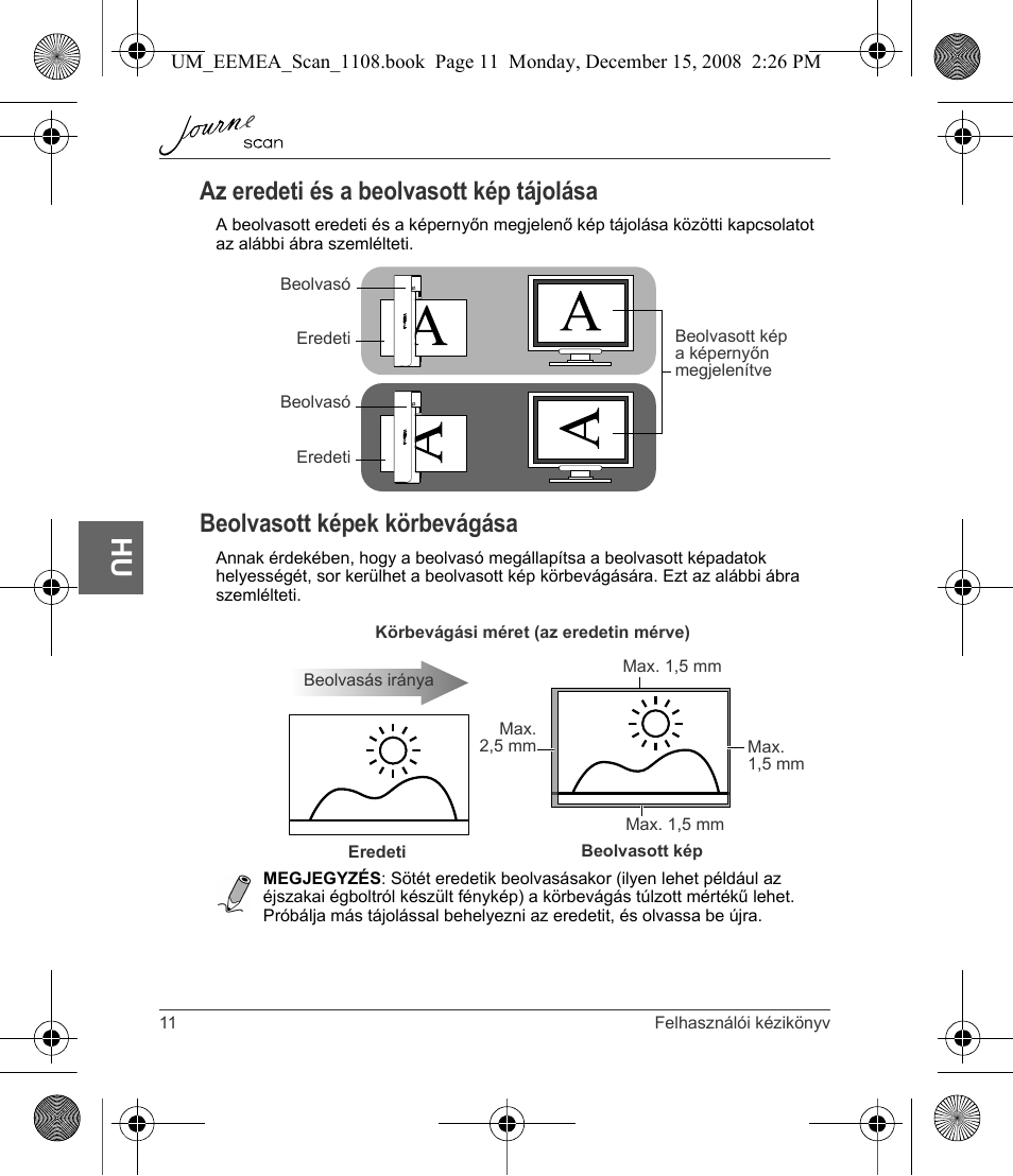 Az eredeti és a beolvasott kép tájolása, Beolvasott képek körbevágása | Toshiba JournE Scan User Manual | Page 102 / 236