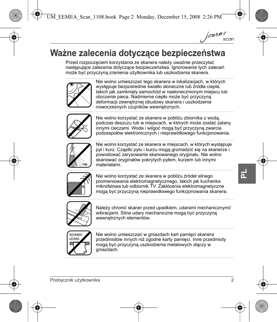 Ważne zalecenia dotyczące bezpieczeństwa | Toshiba JournE Scan User Manual | Page 111 / 236