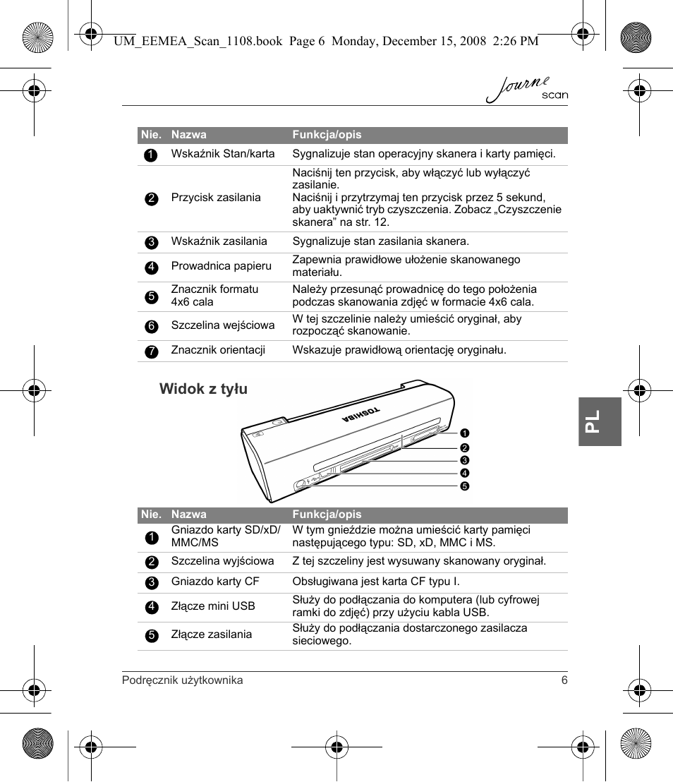 Widok z tyłu | Toshiba JournE Scan User Manual | Page 115 / 236
